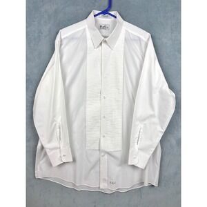 Chaplin Jims Formal Wear White Pleated Tuxedo Shirt Mens XL 33/34 Easy Fit